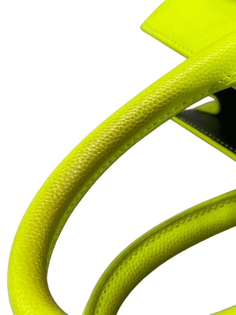 SAINT LAURENT PARIS Sucked Jules Nano 392035 Neon Yellow Leather Handbag
